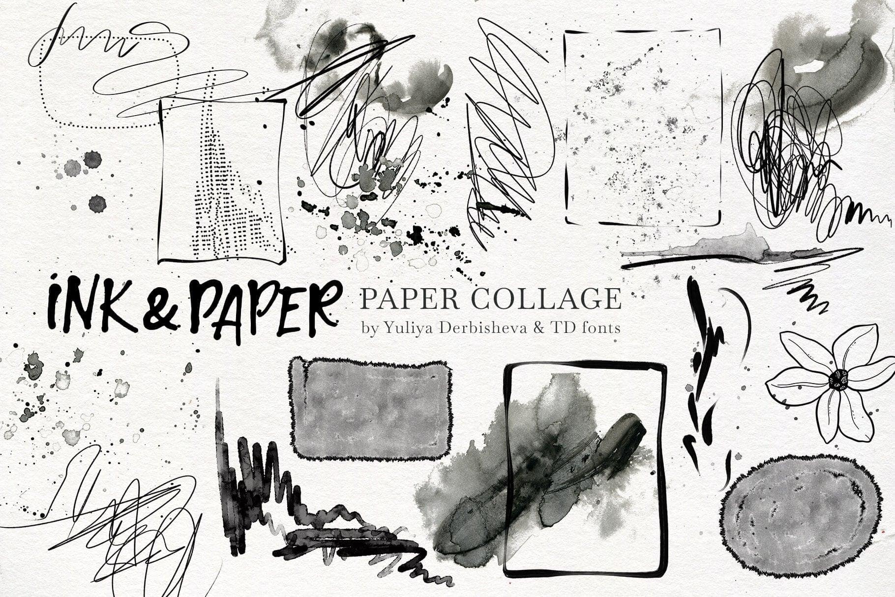 Ink & Paper collage elements mix media abstract backgrounds - Image 9