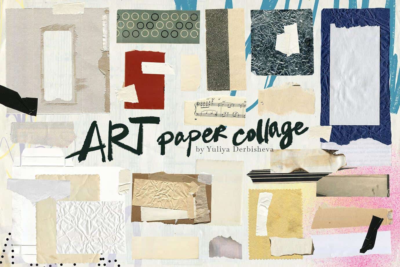 Art Paper Collage Mixed media elements, modern & vintage paper textures - Image 9
