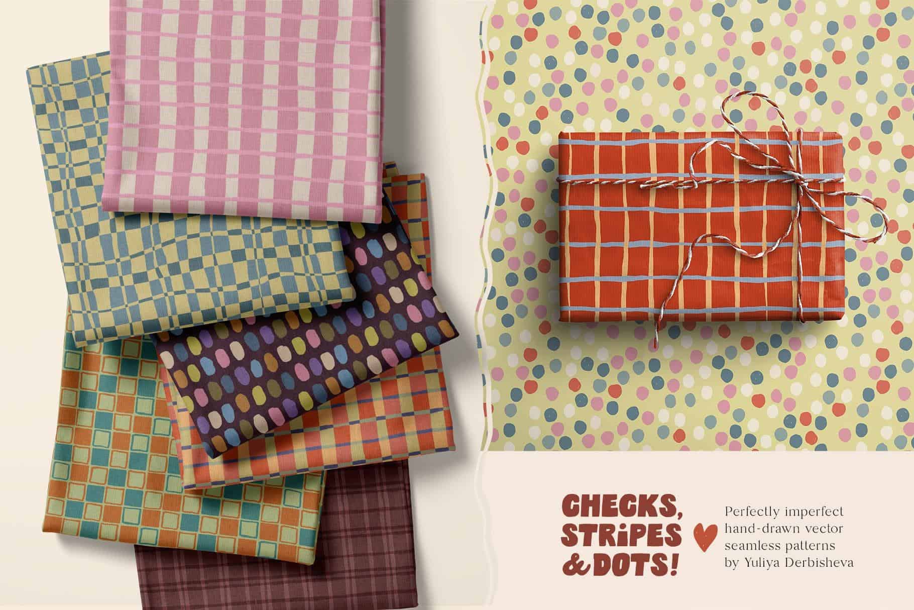 Checks, Stripes & Dots — a hand-drawn vector seamless patterns - Image 9