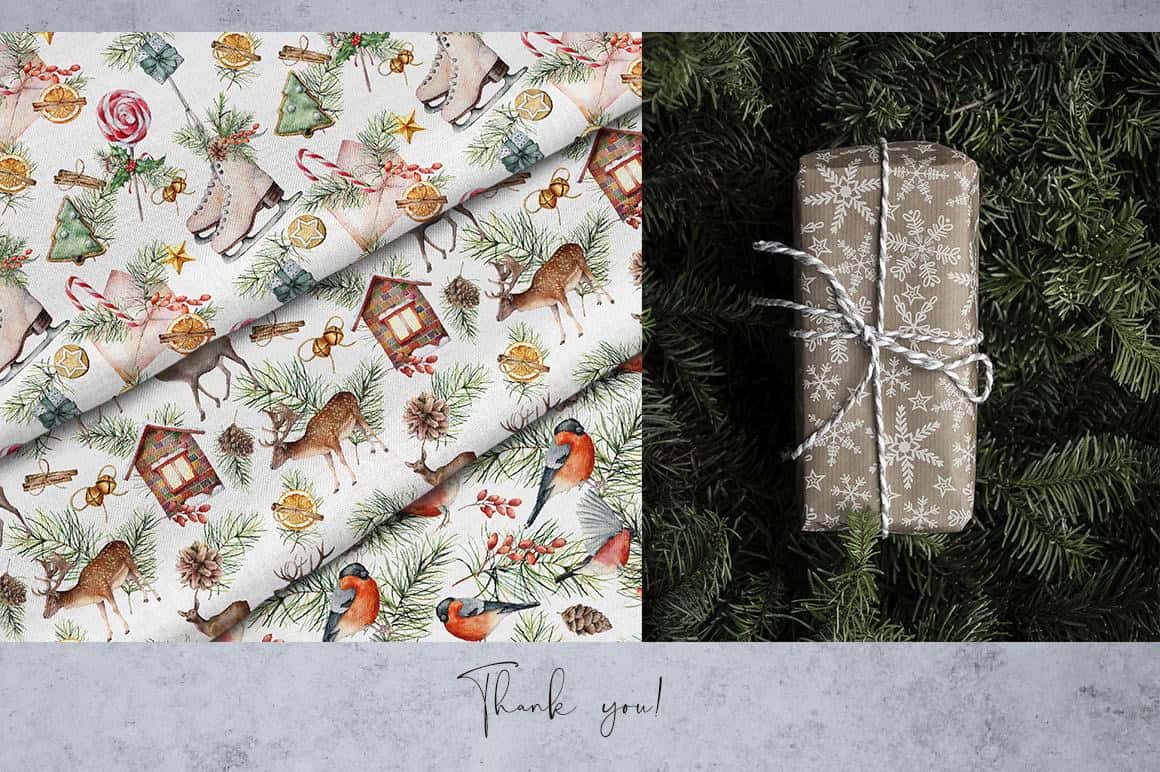 35 elegant Christmas surface pattern design watercolor illustration - Image 10