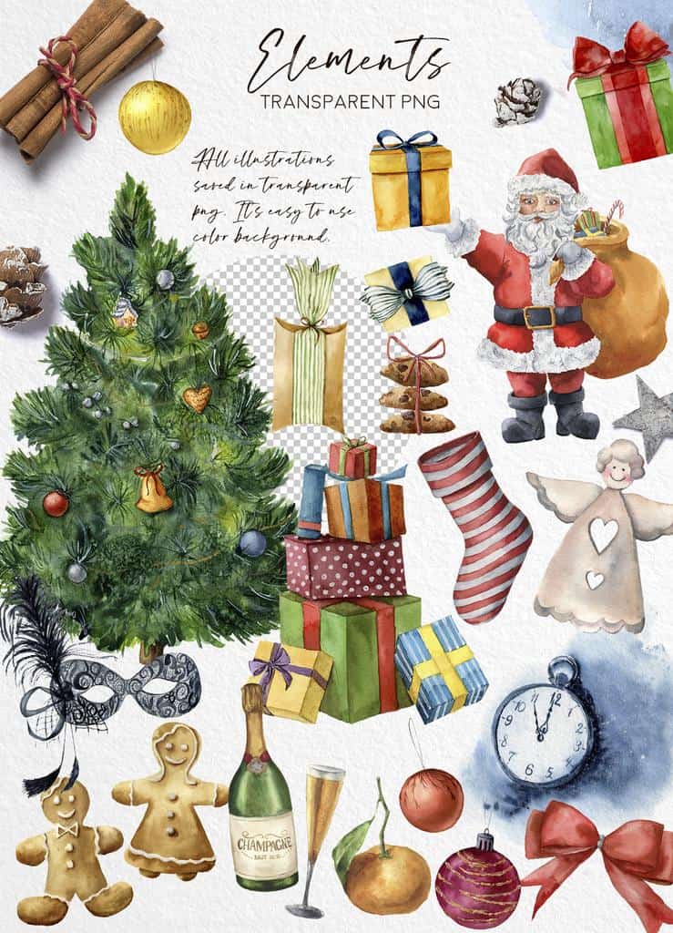 Delicate Christmas: a scandinavian watercolor Wonderland illustrations - Image 10