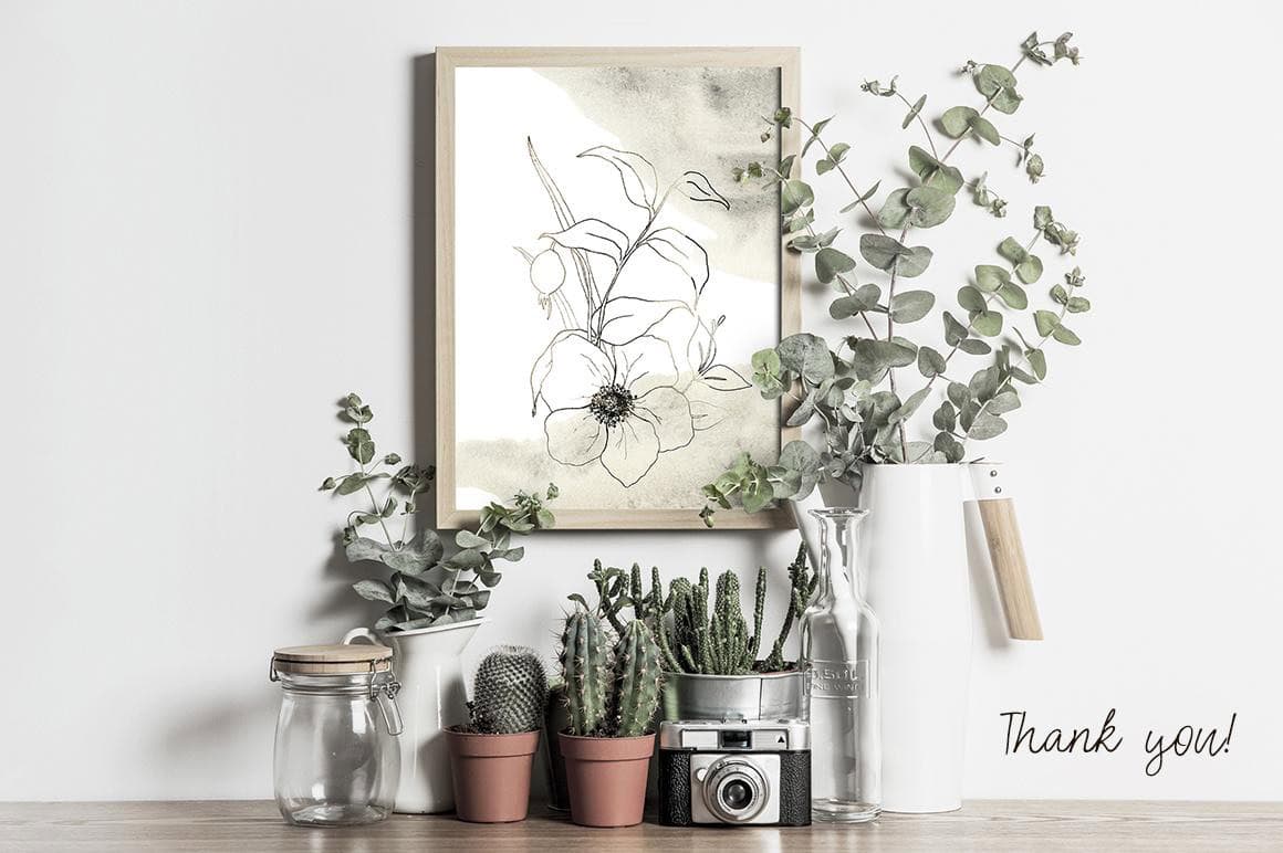 Monochrome neutral pastel flowers watercolor - Image 10
