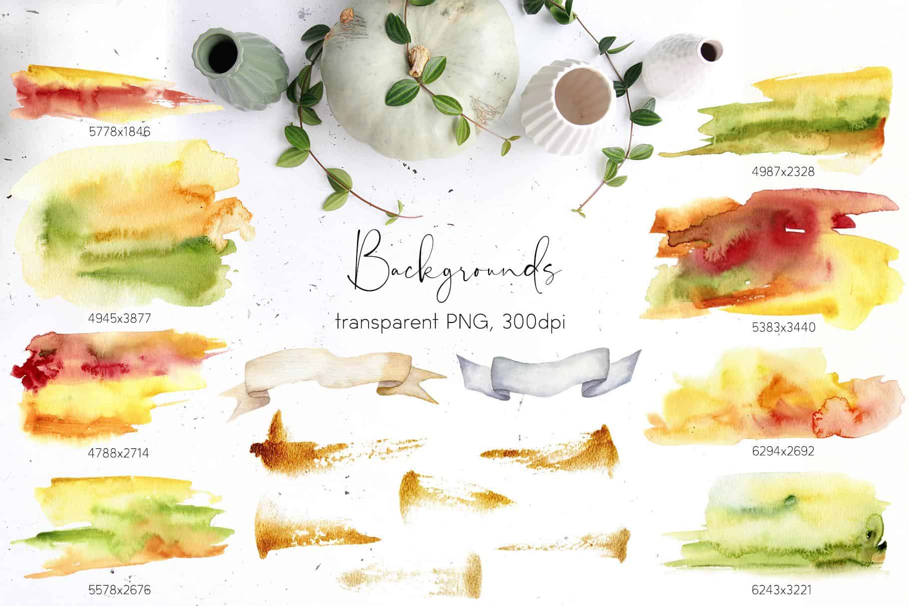 Pumpkins Watercolor & Line Art Illustrations - Image 10