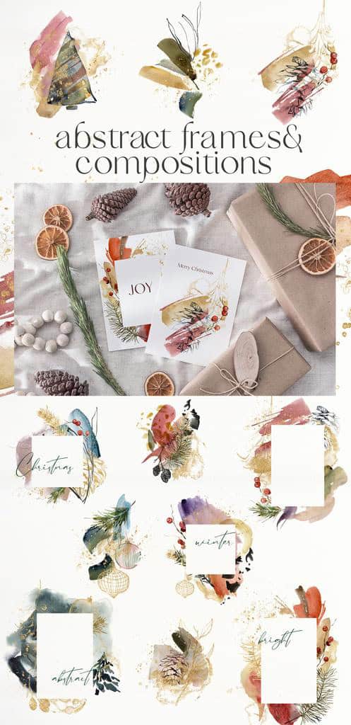 Traditional & Abstract Christmas Floral illustrations and Backgrounds for Design and Decor - Image 10