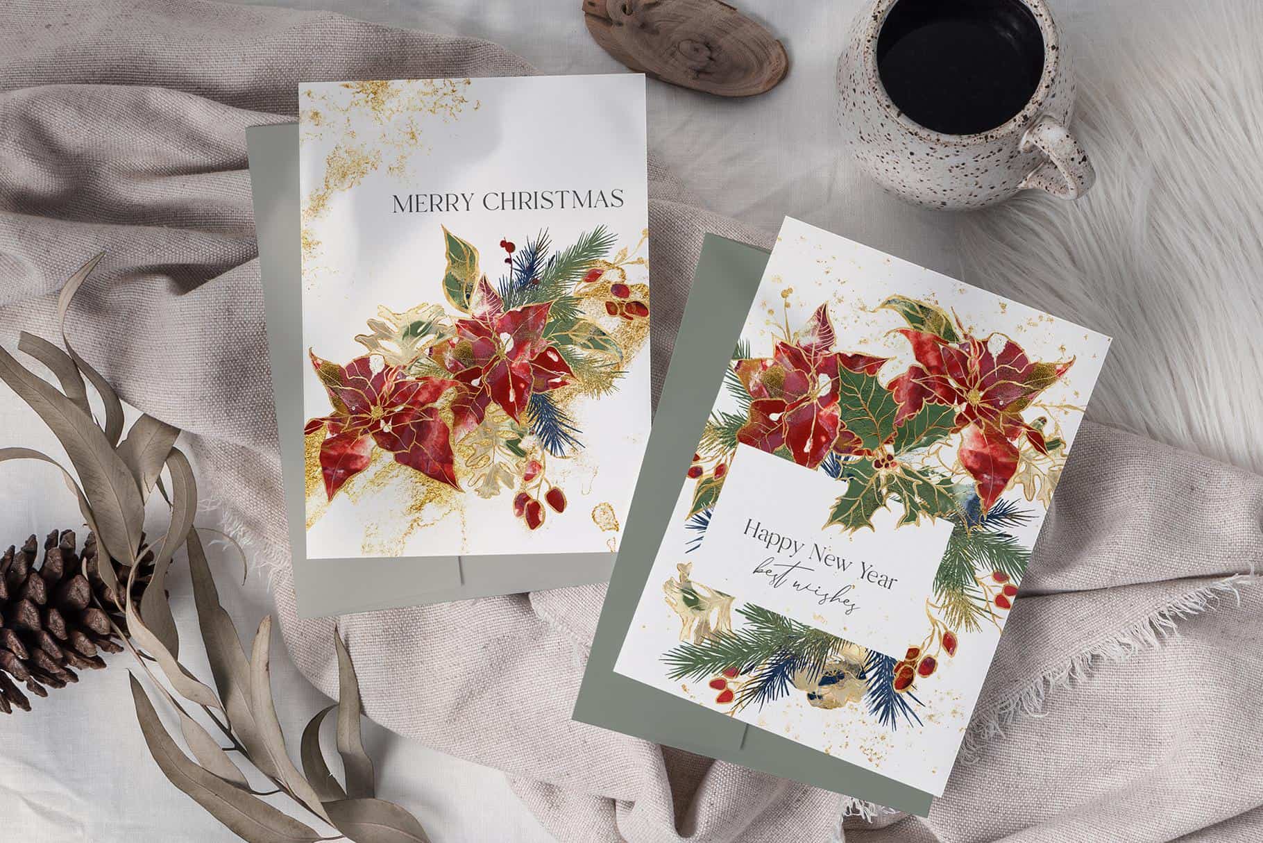 Christmas day festive backgrounds and flower illustration for design - Image 10