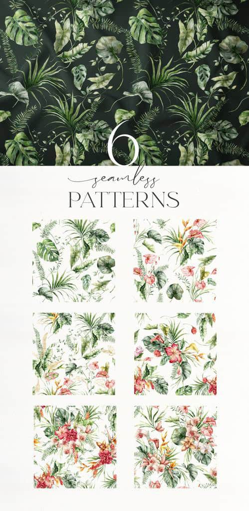 Tropical island watercolor jungle flowers and foliage illustrations - Image 10