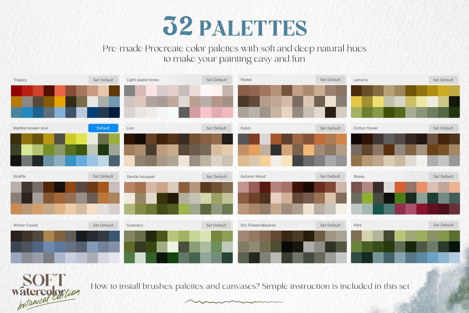 SOFT WATERCOLOR Procreate brushes + botanical edition - Image 10