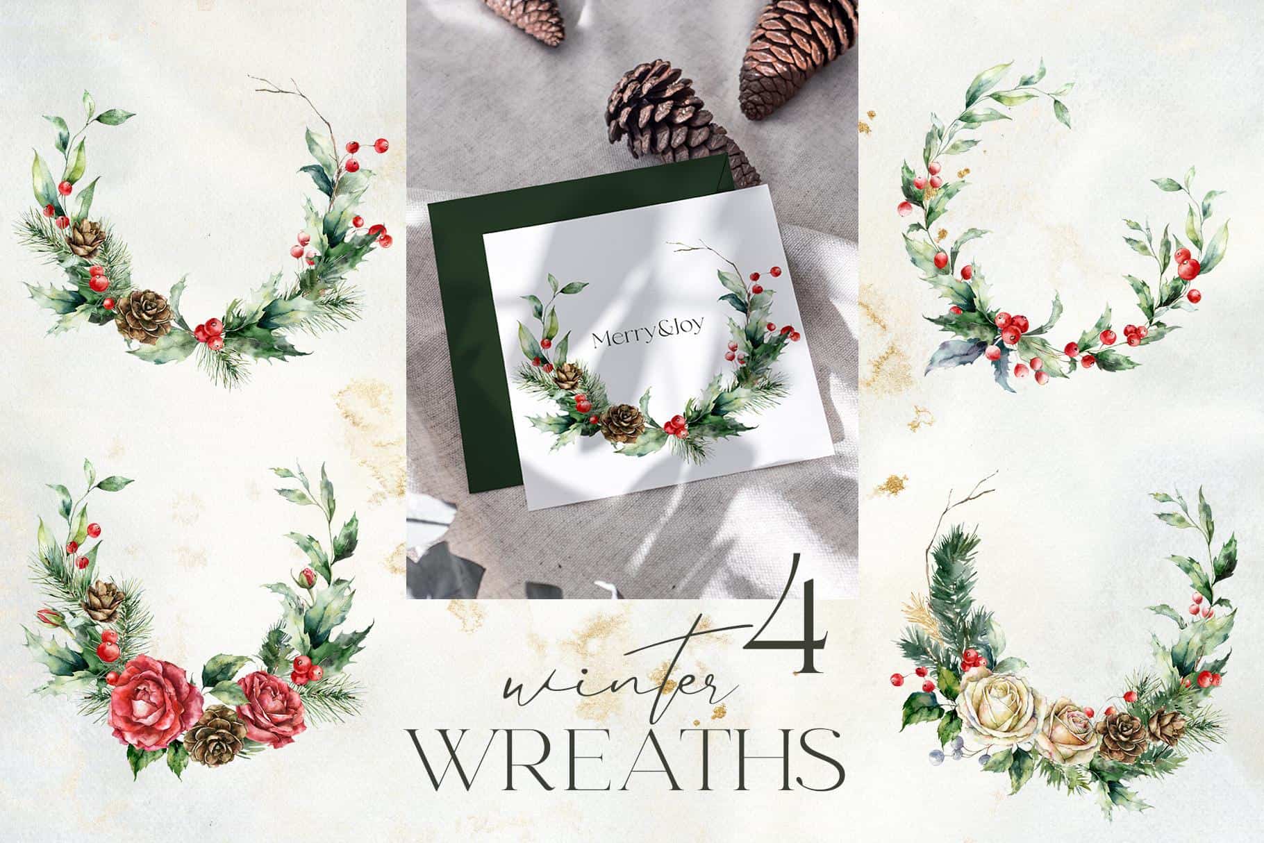 Winter Berries Watercolor Christmas Illustration for festive design - Image 10