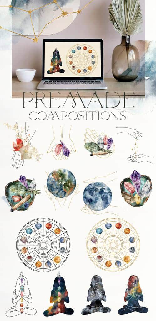 ASTROLOGY zodiac signs illustrations watercolor - Image 10
