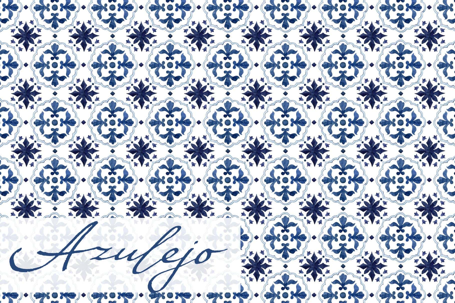 Azulejo Mediterranean Moroccan Portuguese tiles seamless patterns - Image 10