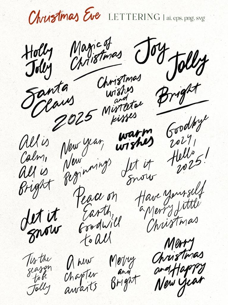 Christmas Eve vector doodles illustrations and festive design - Image 10
