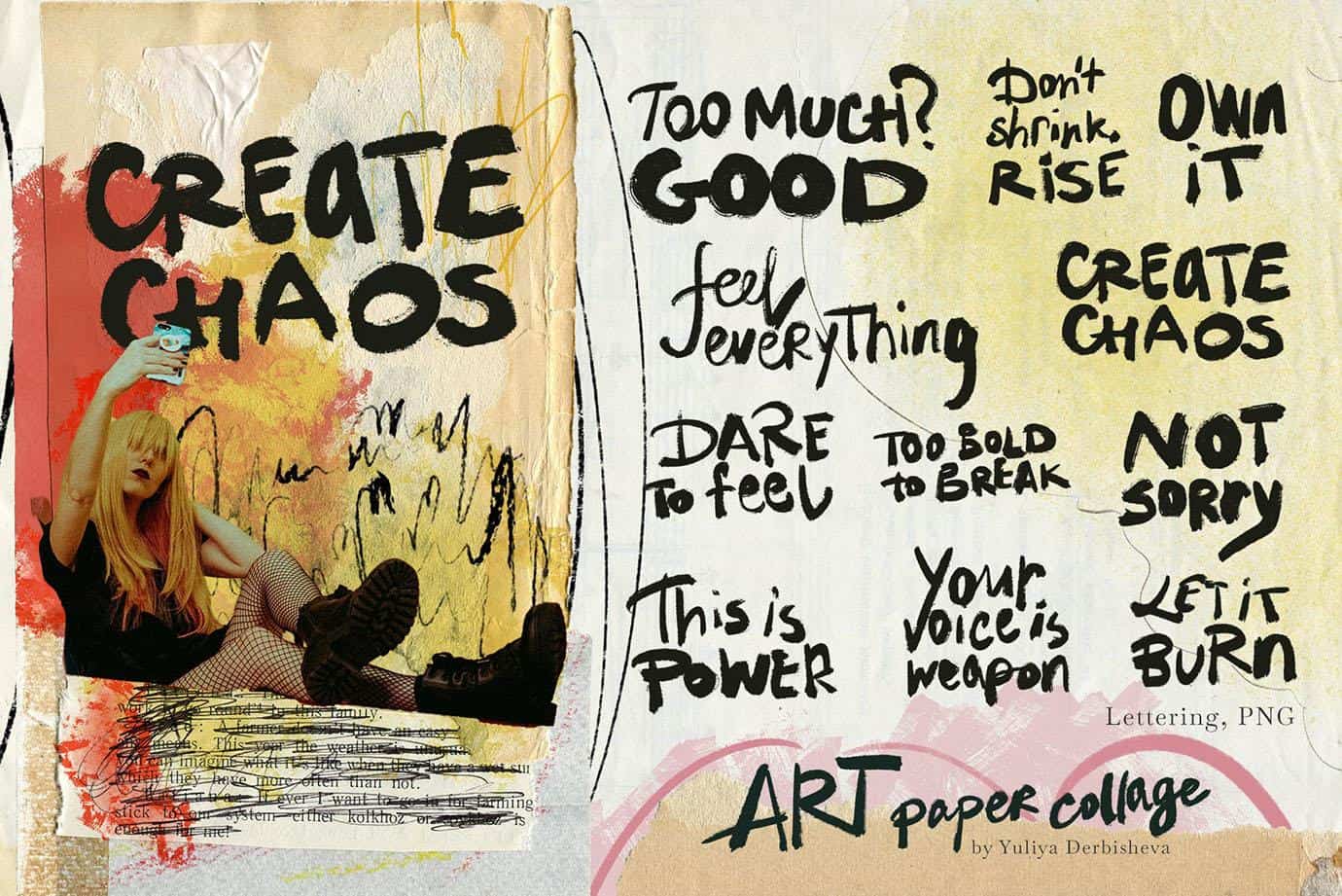 Art Paper Collage Mixed media elements, modern & vintage paper textures - Image 10