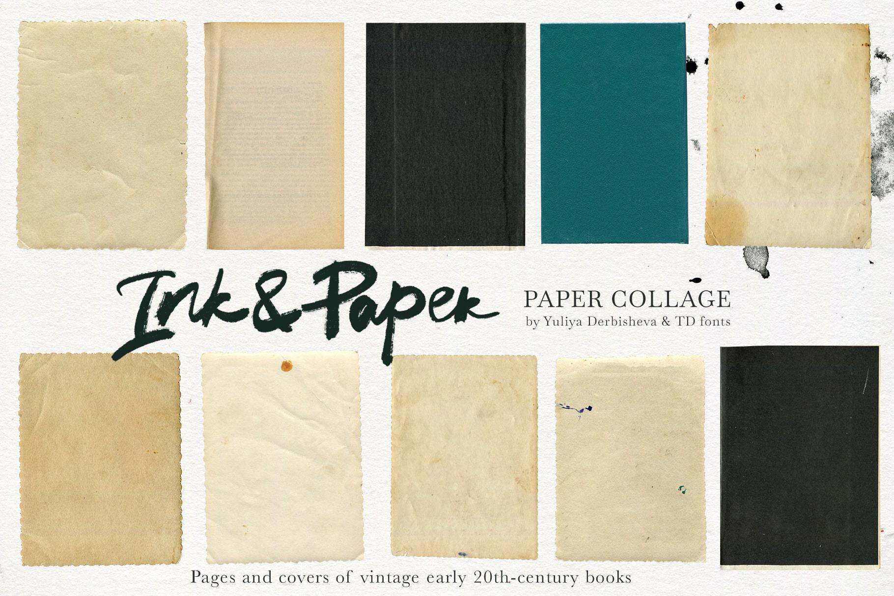 Paper & Ink: Mixed Media Collage Elements + vintage & modern paper backgrounds for design - Image 10