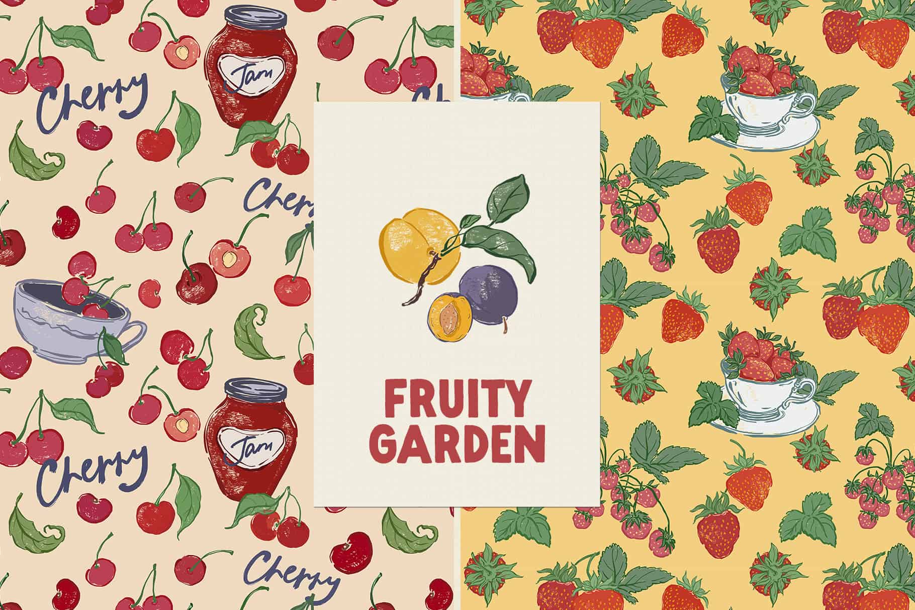 Fruity Garden vector fruits and berries illustrations, posters, patterns - Image 10