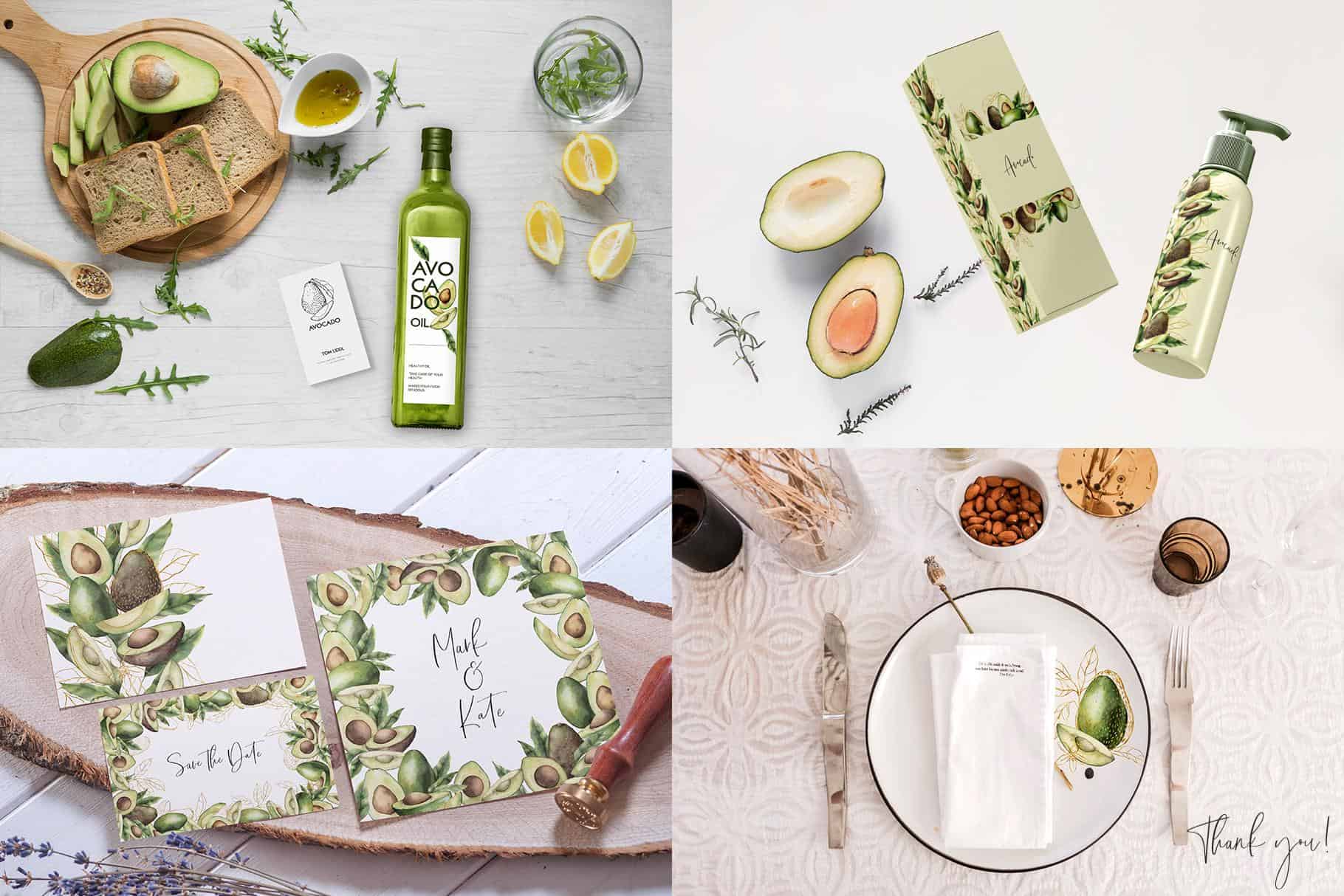 Avocado Watercolor floral illustration and Design - Image 11