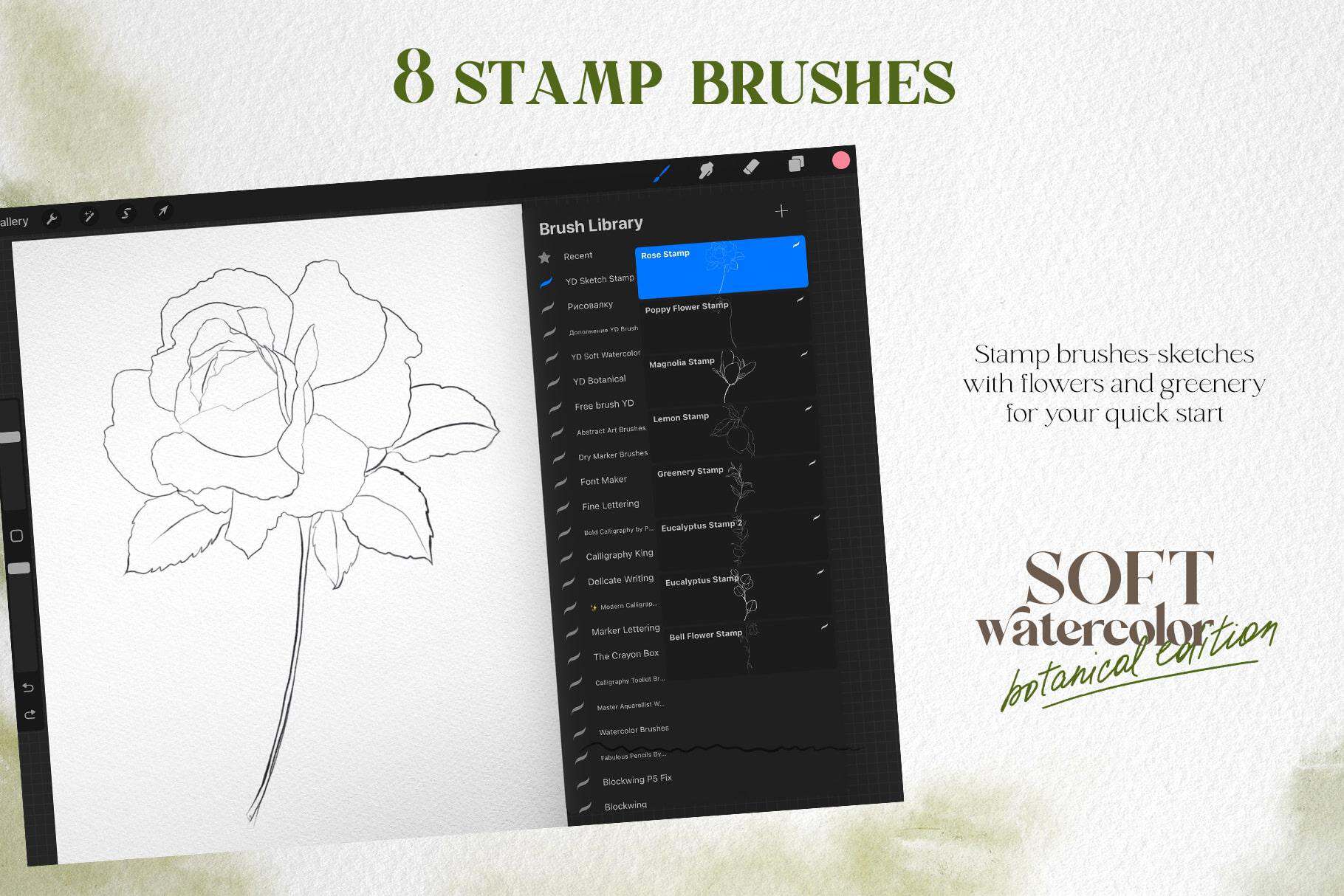 SOFT WATERCOLOR Procreate brushes + botanical edition - Image 11