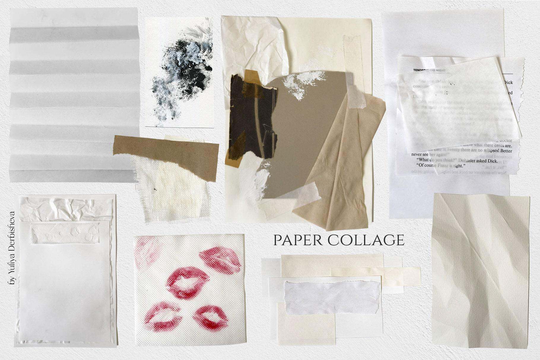 Mixed Media Art Paper Collage Elements: Vintage Paper Textures & Modern Graphics - Image 11