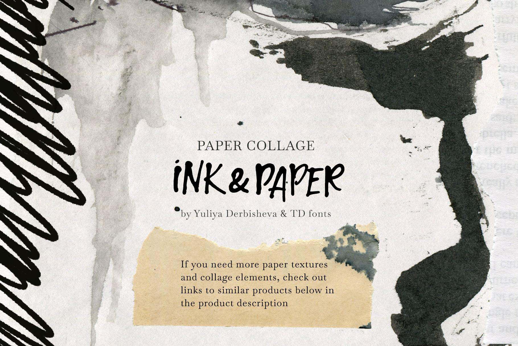 Ink & Paper collage elements mix media abstract backgrounds - Image 11