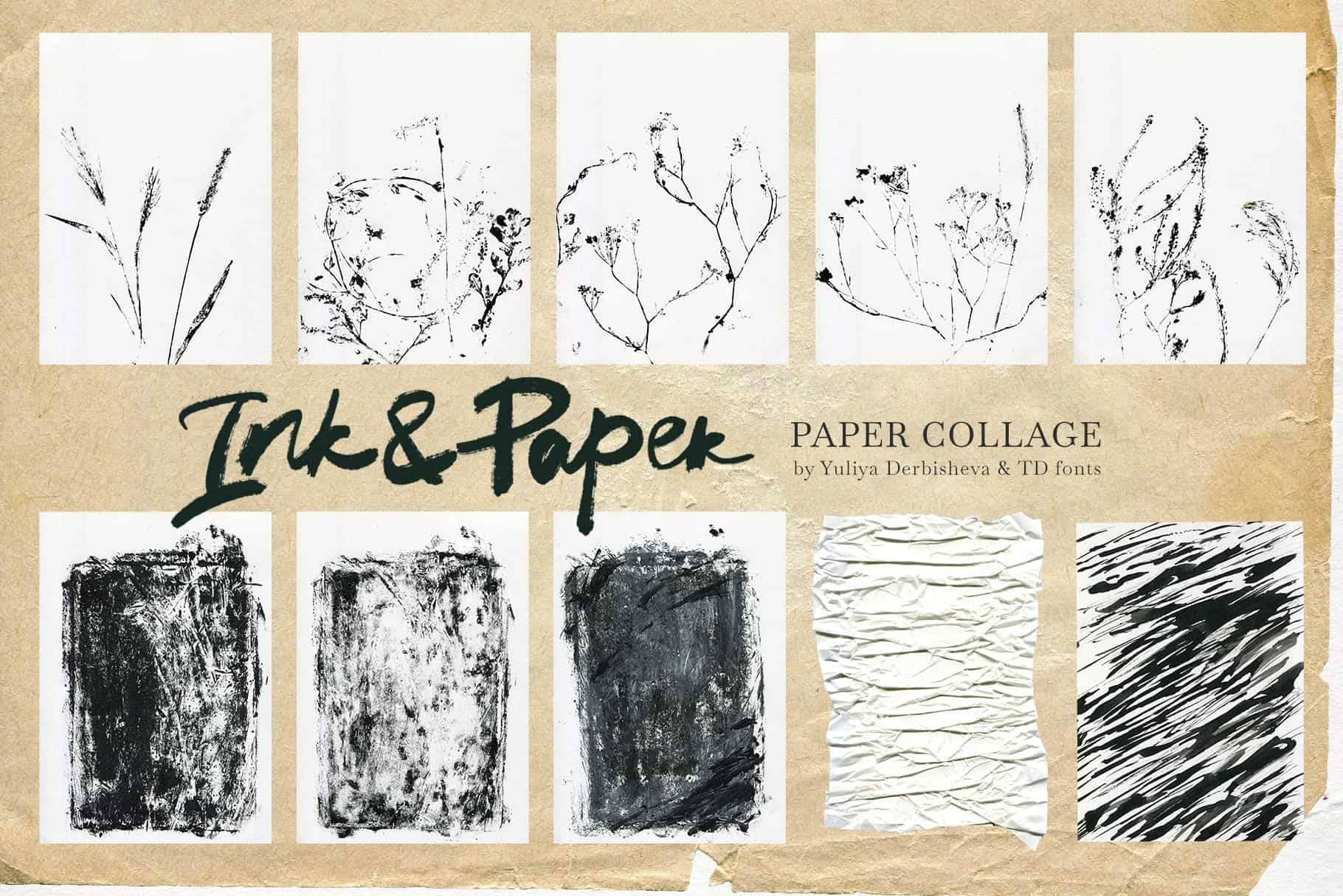 Paper & Ink: Mixed Media Collage Elements + vintage & modern paper backgrounds for design - Image 11