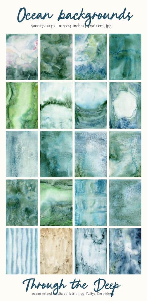 Through the Deep – Mixed Media Ocean backgrounds & marine graphics - Image 11