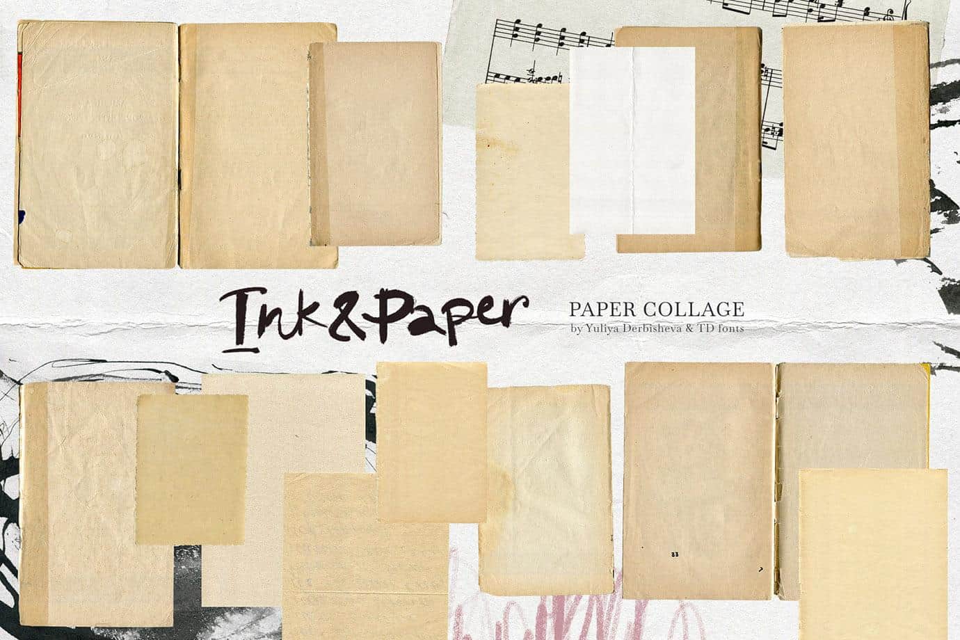 Ink & Paper Collage – 189+ Mixed Media Collage Elements, Modern & Vintage Paper Textures PNG Pack - Image 11
