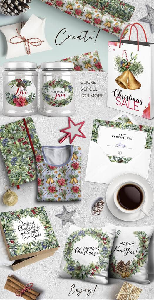 Delicate Christmas: a scandinavian watercolor Wonderland illustrations - Image 12