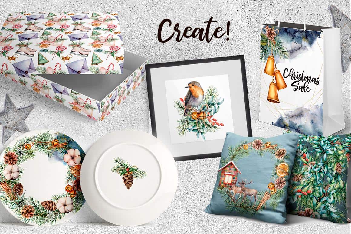 Christmas traditions watercolor festive illustrations and design - Image 12