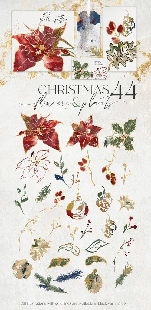 Christmas day festive backgrounds and flower illustration for design - Image 11