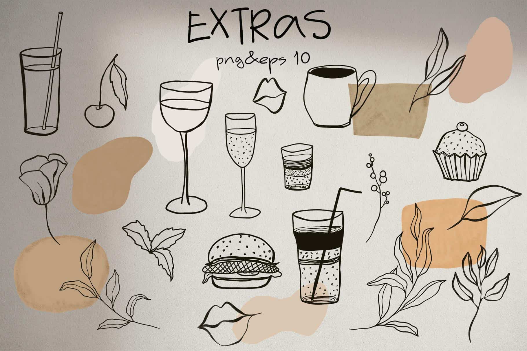 MONTI handwriting textured font + food and floral extras - Image 12