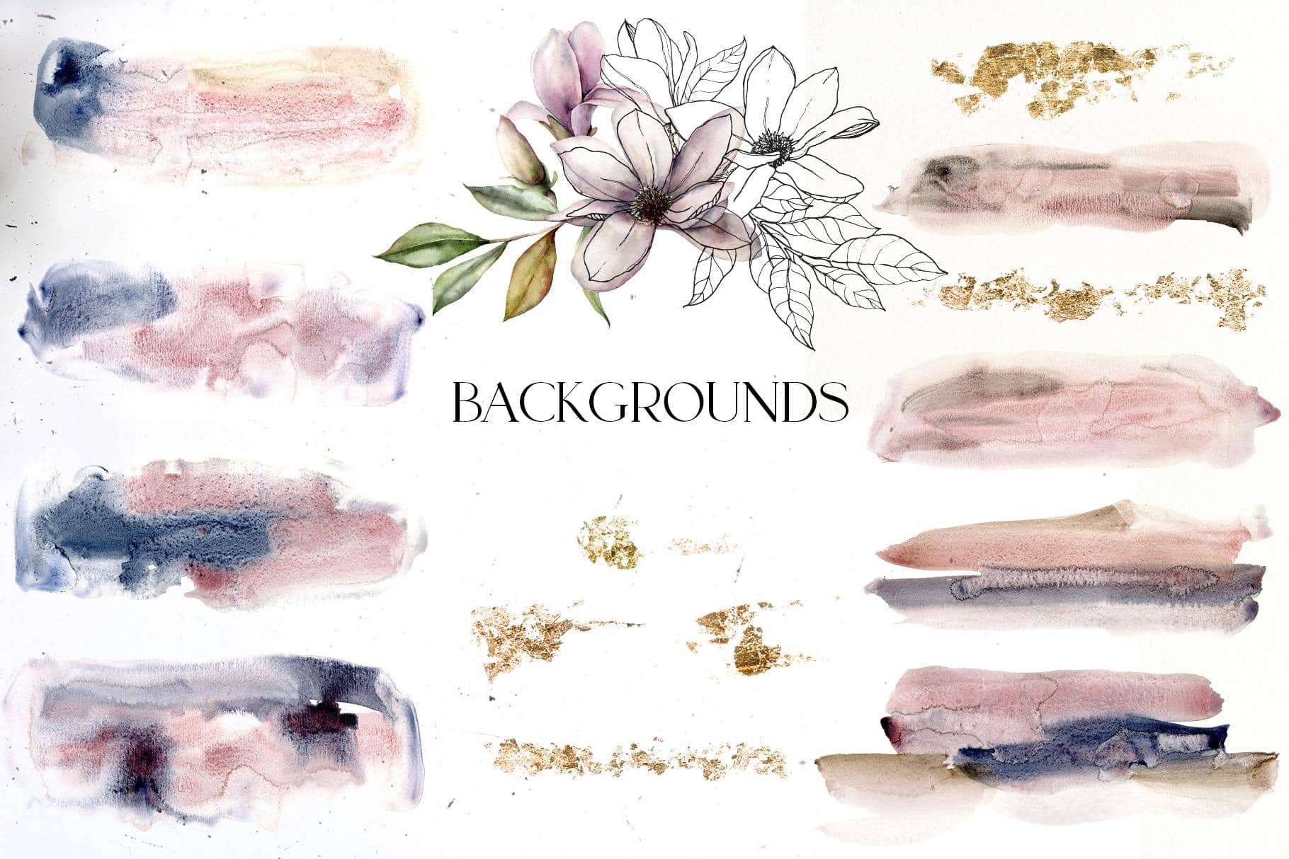 Magnolia Blossom Flower Watercolor Illustrations - Image 12