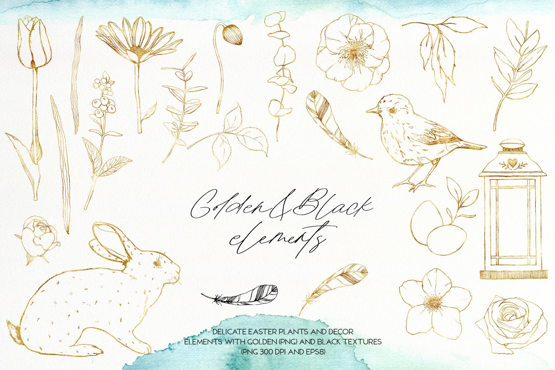 Spring song watercolor Easter bunny flowers illustrations - Image 12