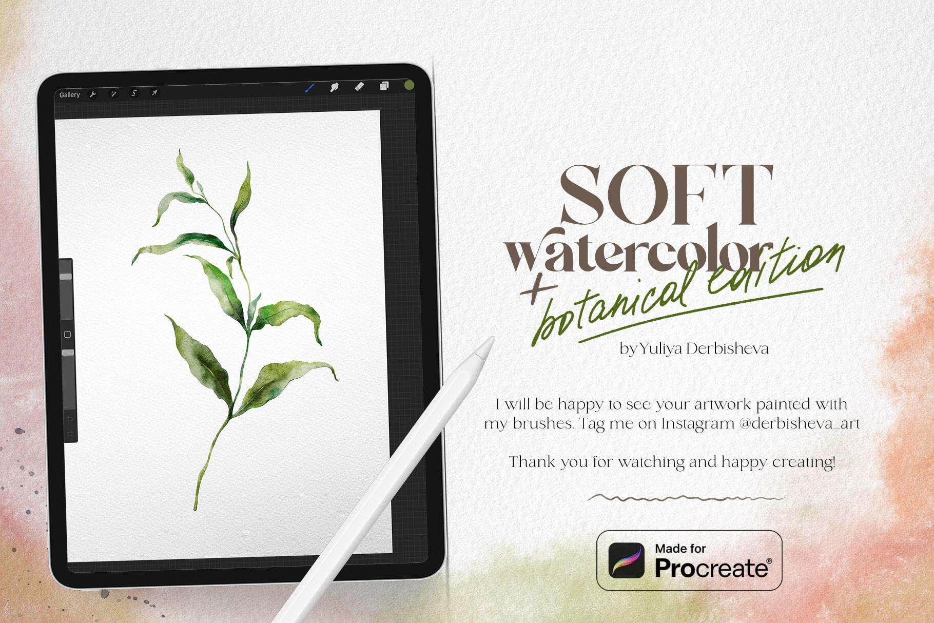 SOFT WATERCOLOR Procreate brushes + botanical edition - Image 12