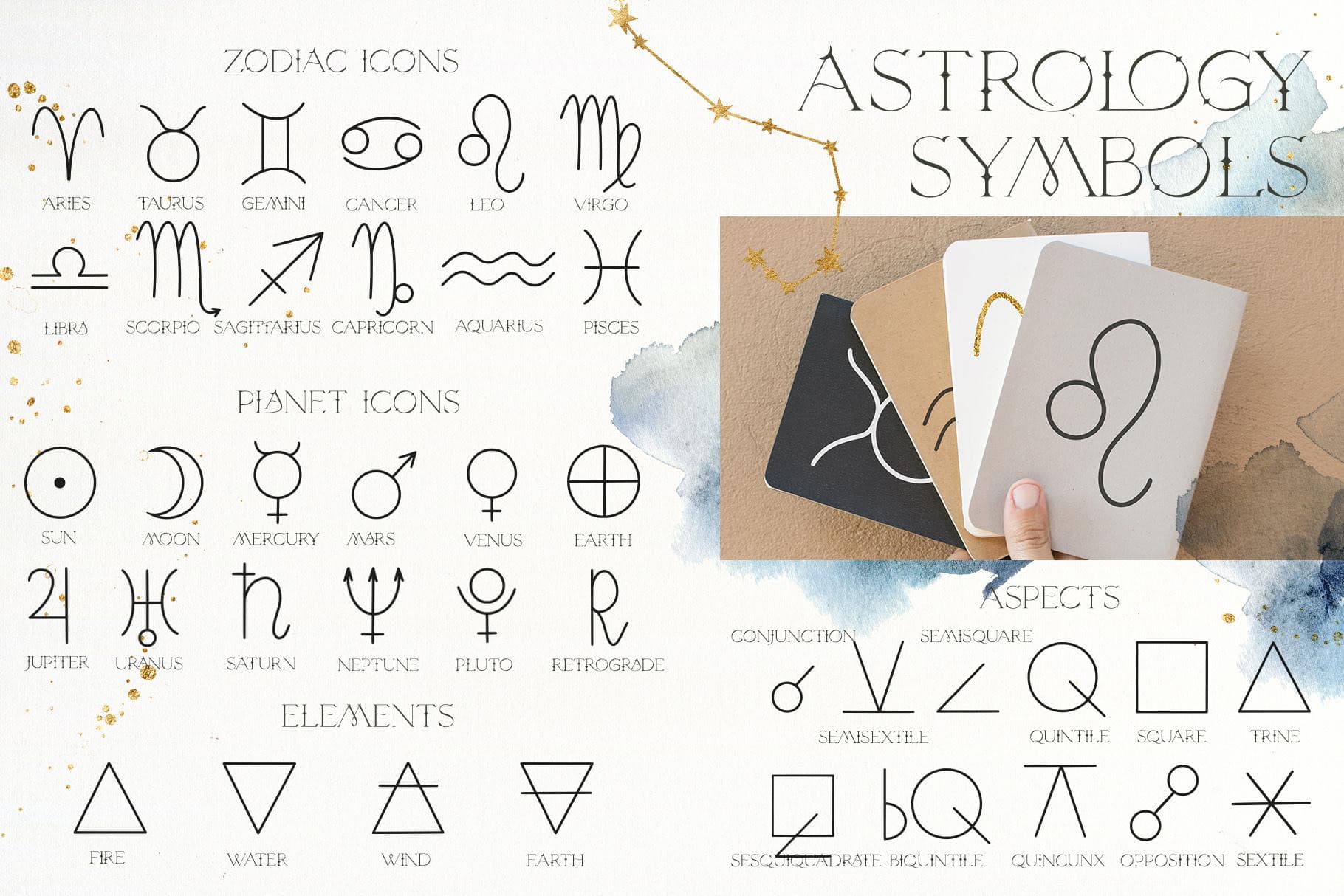 ASTROLOGY zodiac signs illustrations watercolor - Image 12