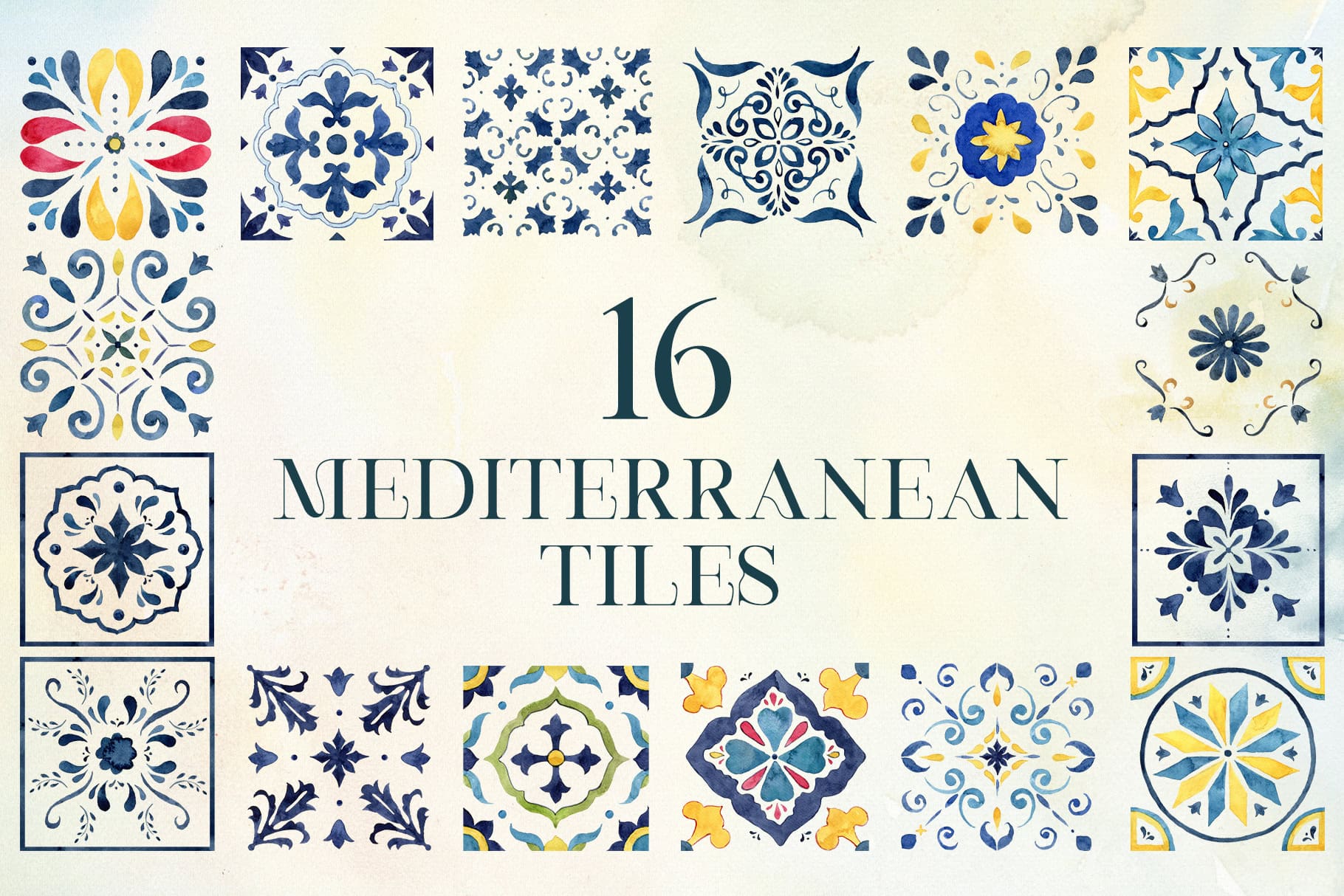 Mediterranean soul citrus & tiles watercolor illustrations - Image 12
