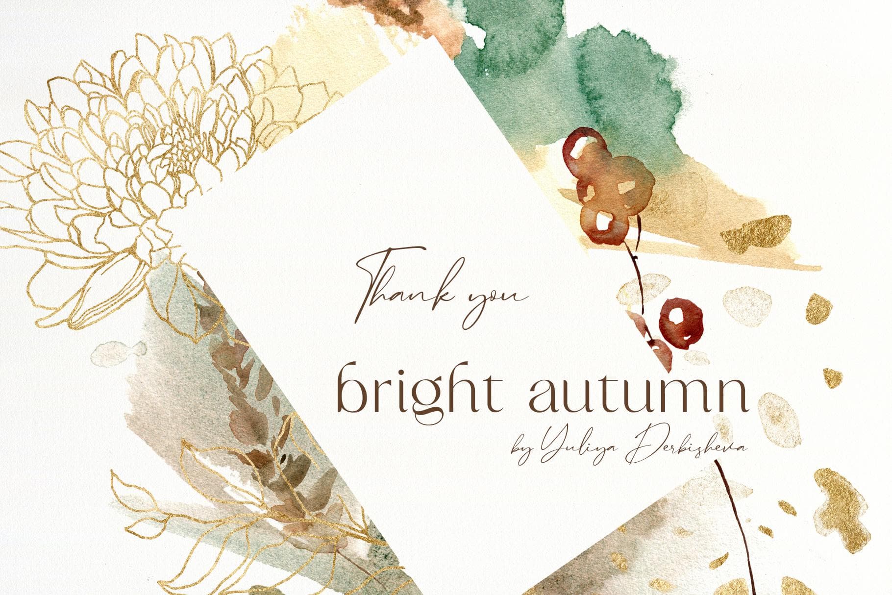 BRIGHT AUTUMN watercolor flowers, pumpkins and birds fall illustrations - Image 13