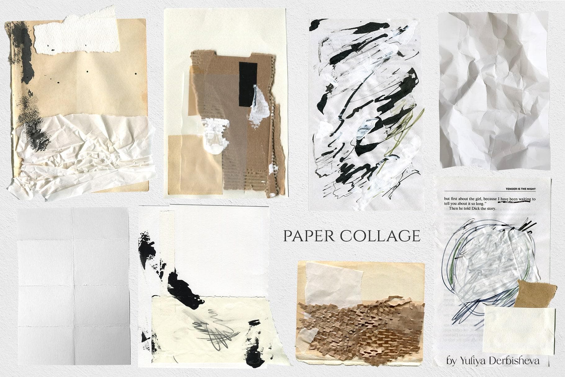 Mixed Media Art Paper Collage Elements: Vintage Paper Textures & Modern Graphics - Image 13