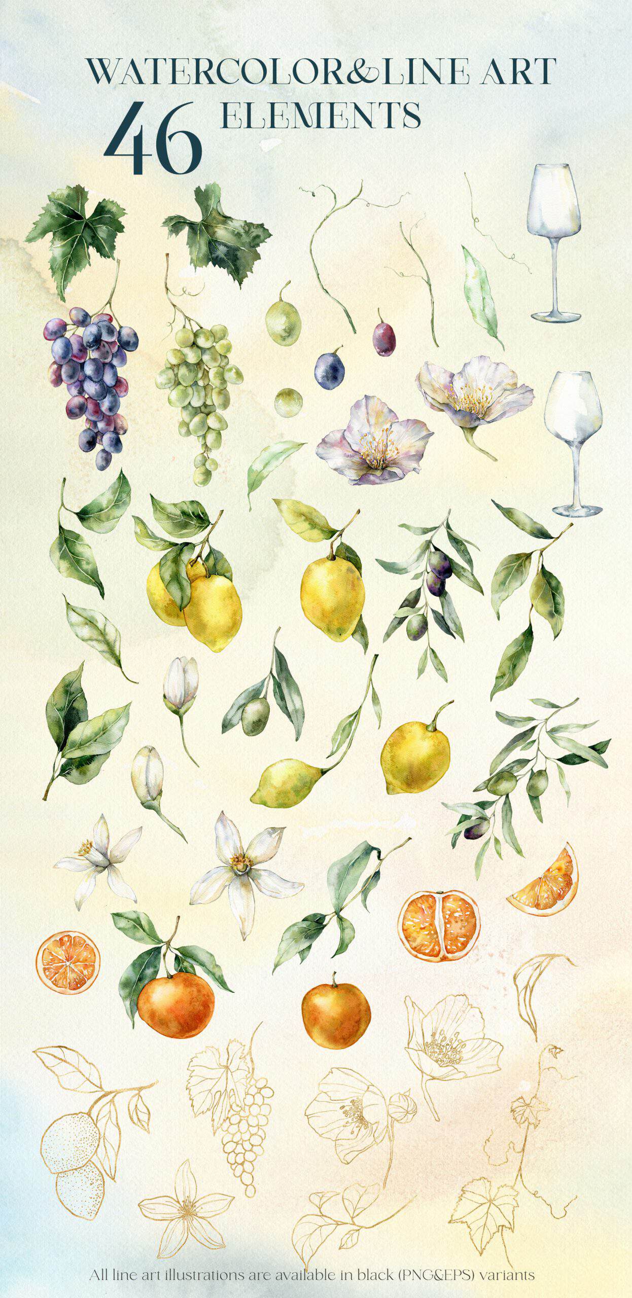 Mediterranean soul citrus & tiles watercolor illustrations - Image 13