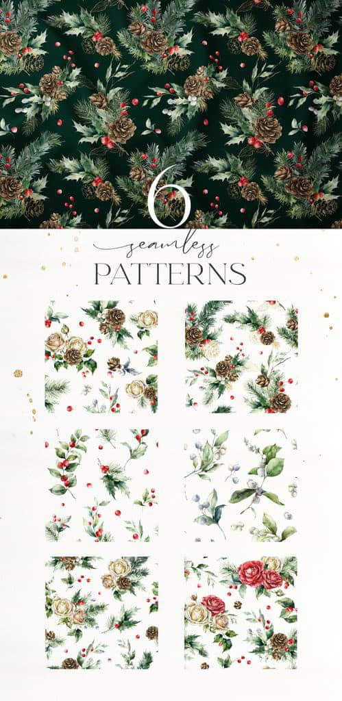 Winter Berries Watercolor Christmas Illustration for festive design - Image 14