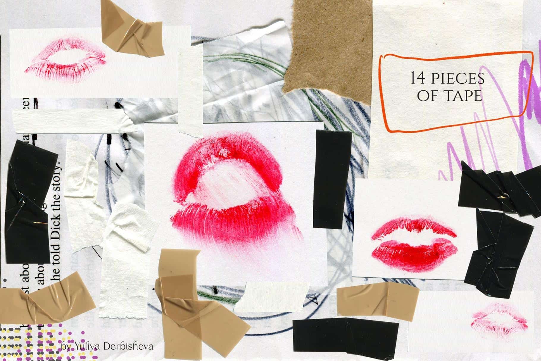 Mixed Media Art Paper Collage Elements: Vintage Paper Textures & Modern Graphics - Image 14