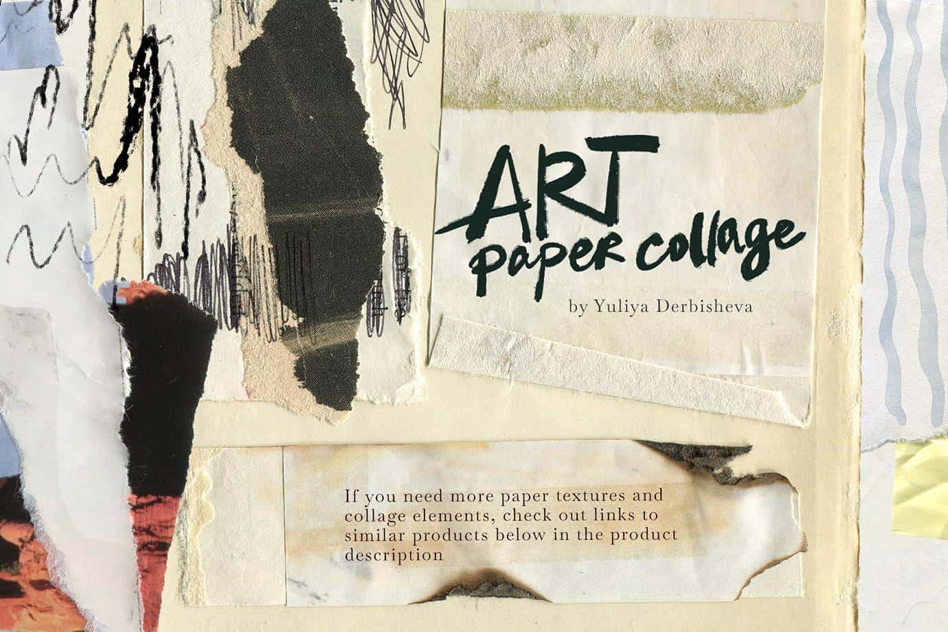 Art Paper Collage Mixed media elements, modern & vintage paper textures - Image 15