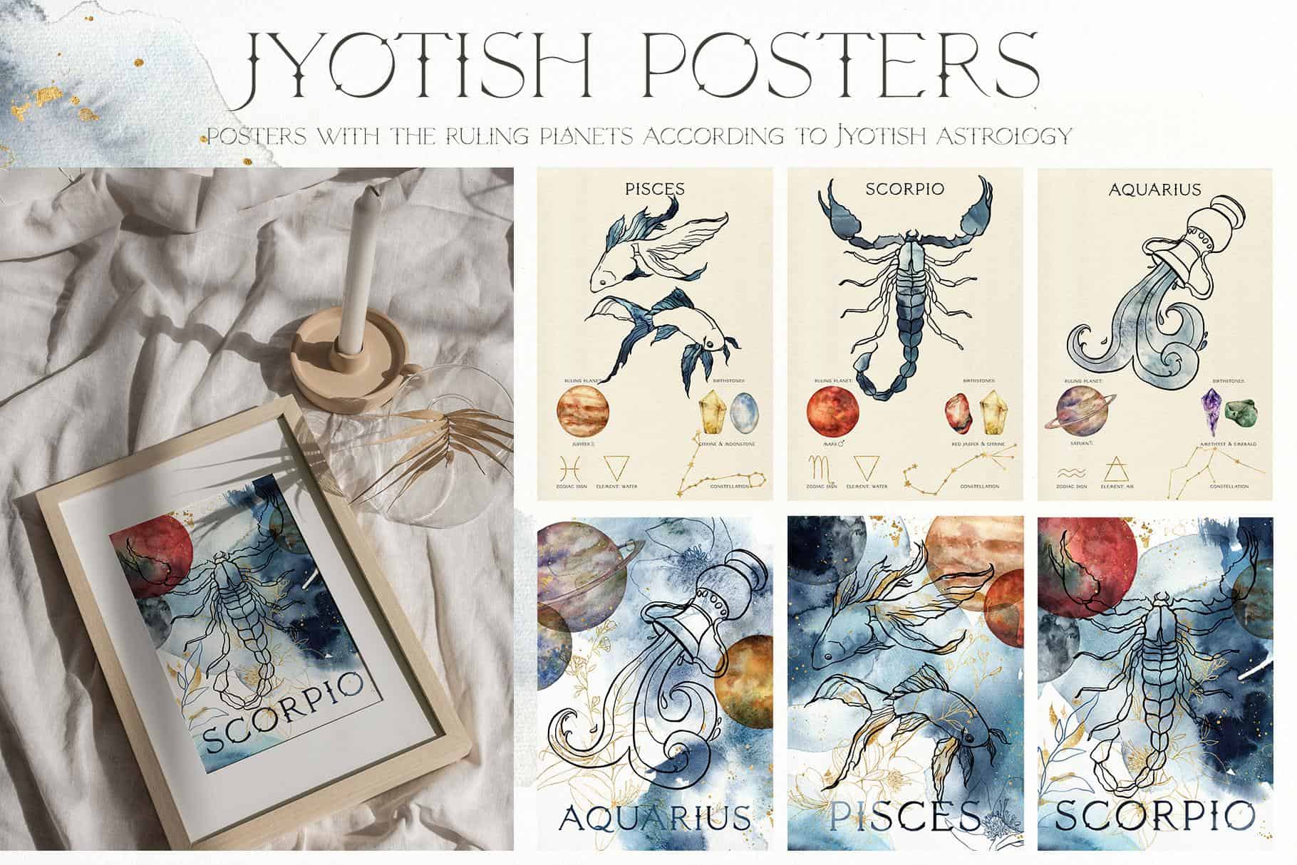 ASTROLOGY zodiac signs illustrations watercolor - Image 17
