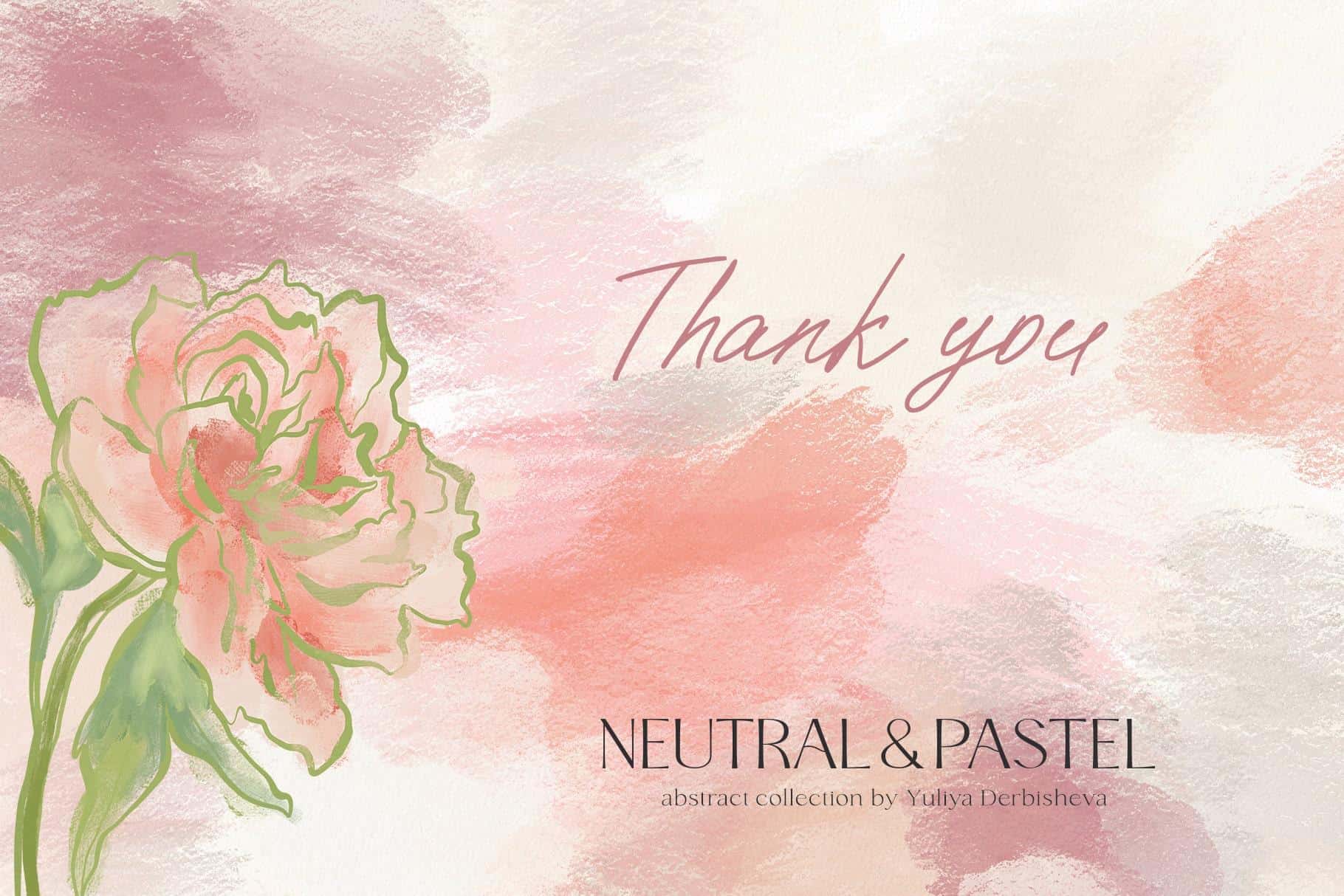 Neutral & Pastel abstract backgrounds and flowers illustration design - Image 17