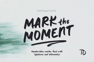 Handwritten marker font with ligatures and alternates for modern design.