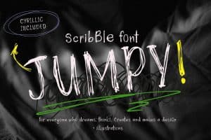 Jumpy! Scribble font for creative design and artistic projects.