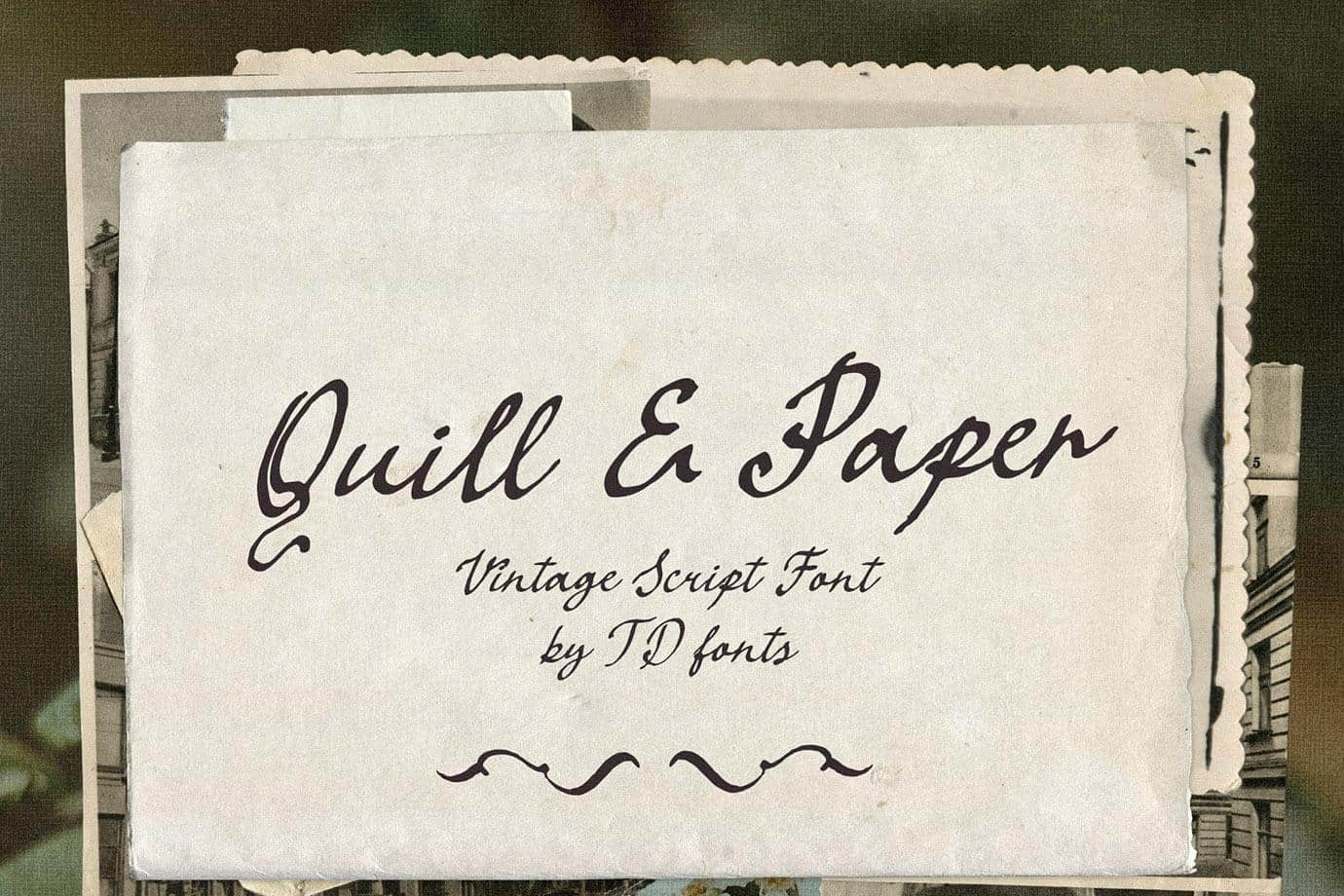 Vintage script font on paper with handwritten style, elegant and artistic.
