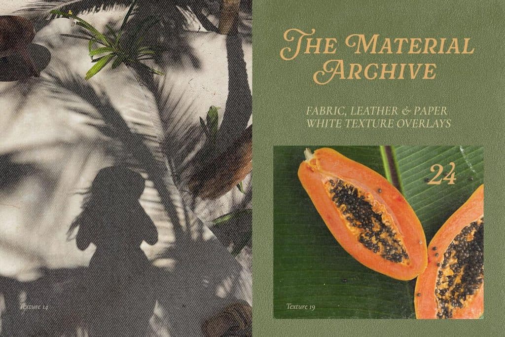 Close-up of papaya fruit with black seeds on green leaf background.