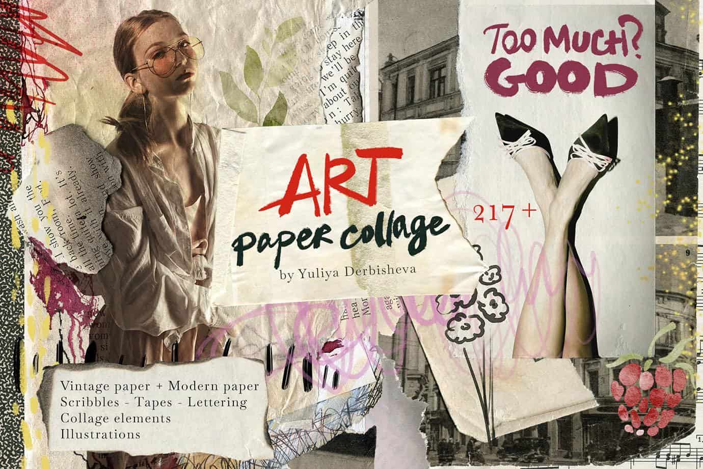 Art paper collage by Yuliya Derbisheva with vintage and modern paper elements.