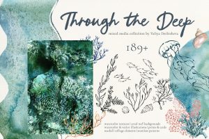 Through the Deep mixed media artwork by Yuliya Derbisheva featuring underwater themes.