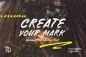Create your own handwritten marker font with scribbles and Cyrillic style.