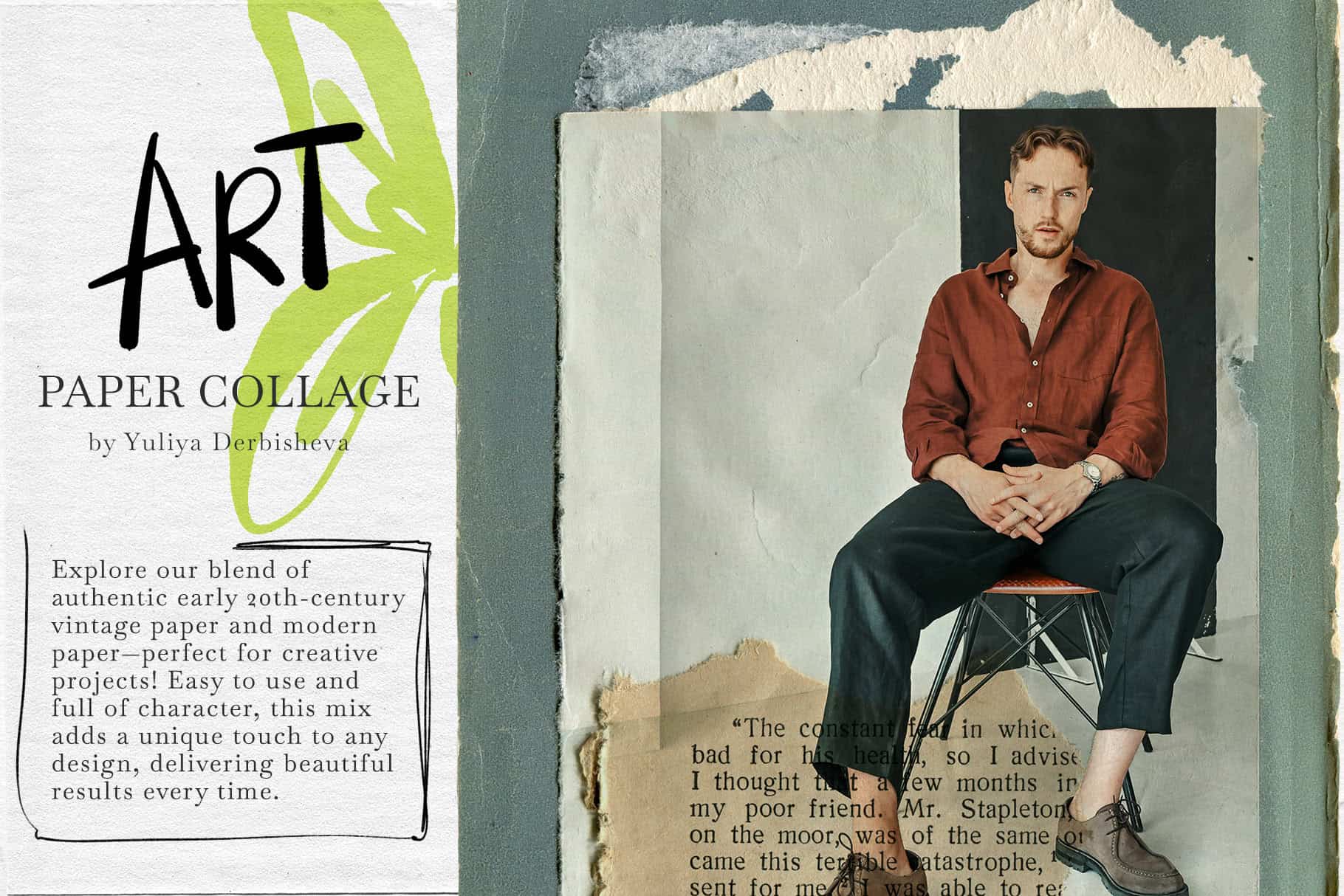 Art Paper Collage mix media elements for design: vintage & modern Art - Image 2